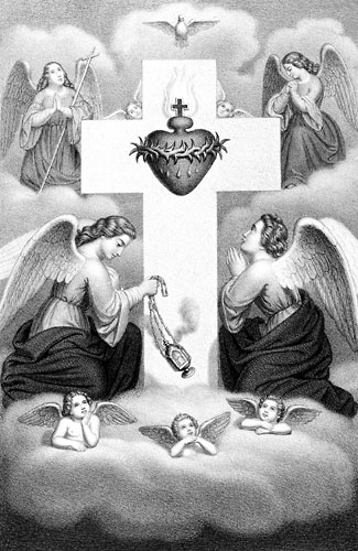 Adoration of the sacred heart - lithograph by Thomas Kelly.