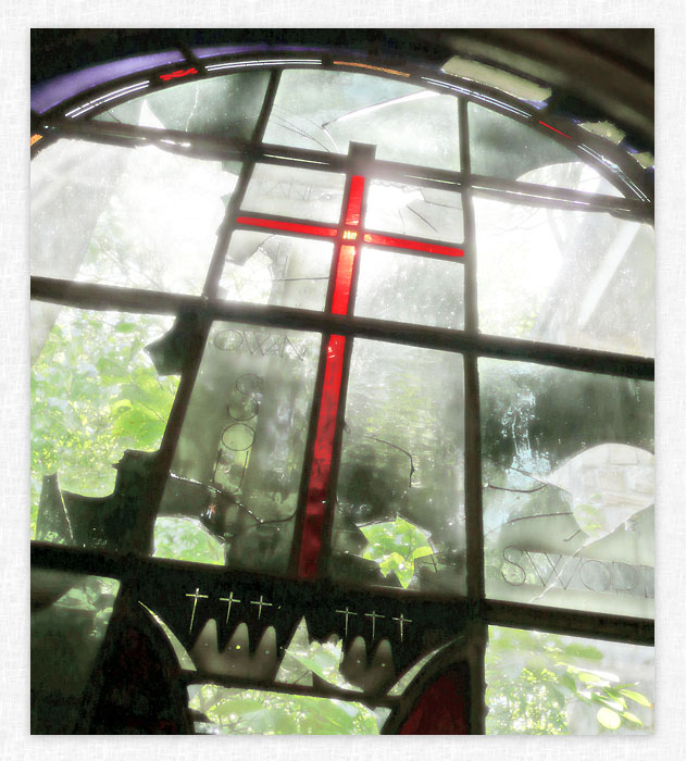 Window at St. Bernard Abbey Cemetery Chapel.