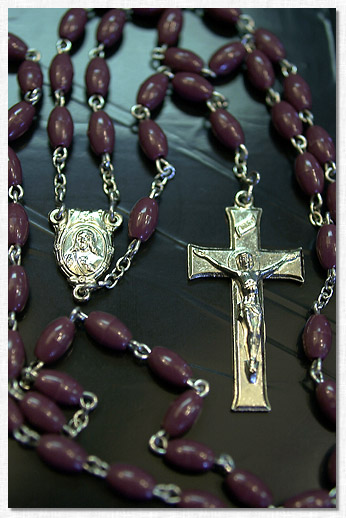 Rosary beads at St. Francis Xavier chapel.