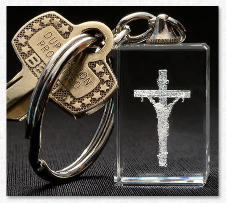 Crucifix Key Chain - Crystal Laser Art.