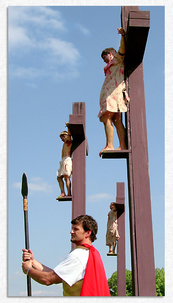 Crucifixion re-enactment.