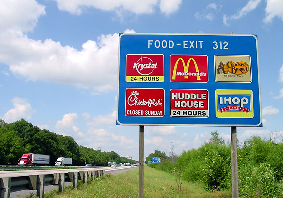 Exit 312, Food Sign, I-75 North in Georgia.