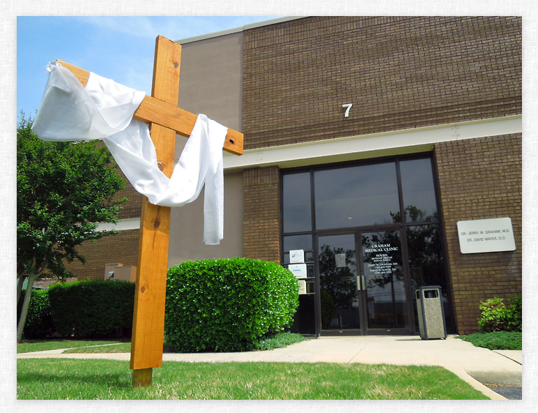 Easter Cross at Graham's Medical Clinic.