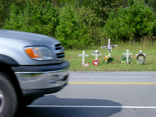 Roadside Memorial Crosses - Arab, Alabama.