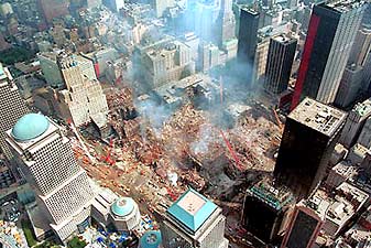World Trade Center disaster area in New York City.