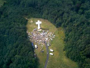 Aerial view of the White Cross at Jumonville.