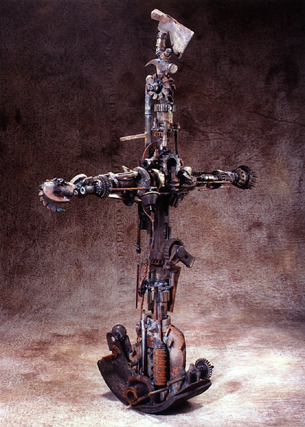 Crucifix, mixed media constructs - Sculpture by John Lewis Jensen.